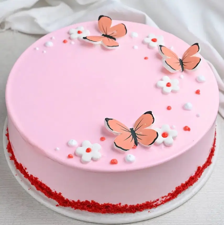 Butterfly N Flowers Red Velvet