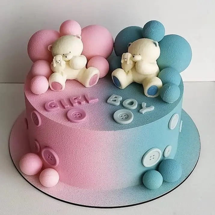 Designer baby shower balloons theme cake