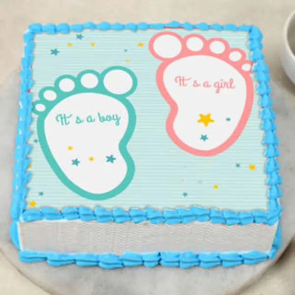 Square Shaped Baby Shower Poster Cake